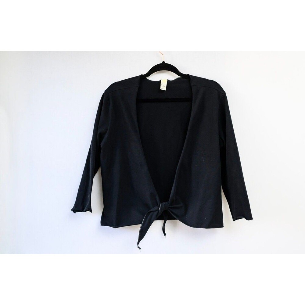 Sun Moda M Black tie front open cardigan top